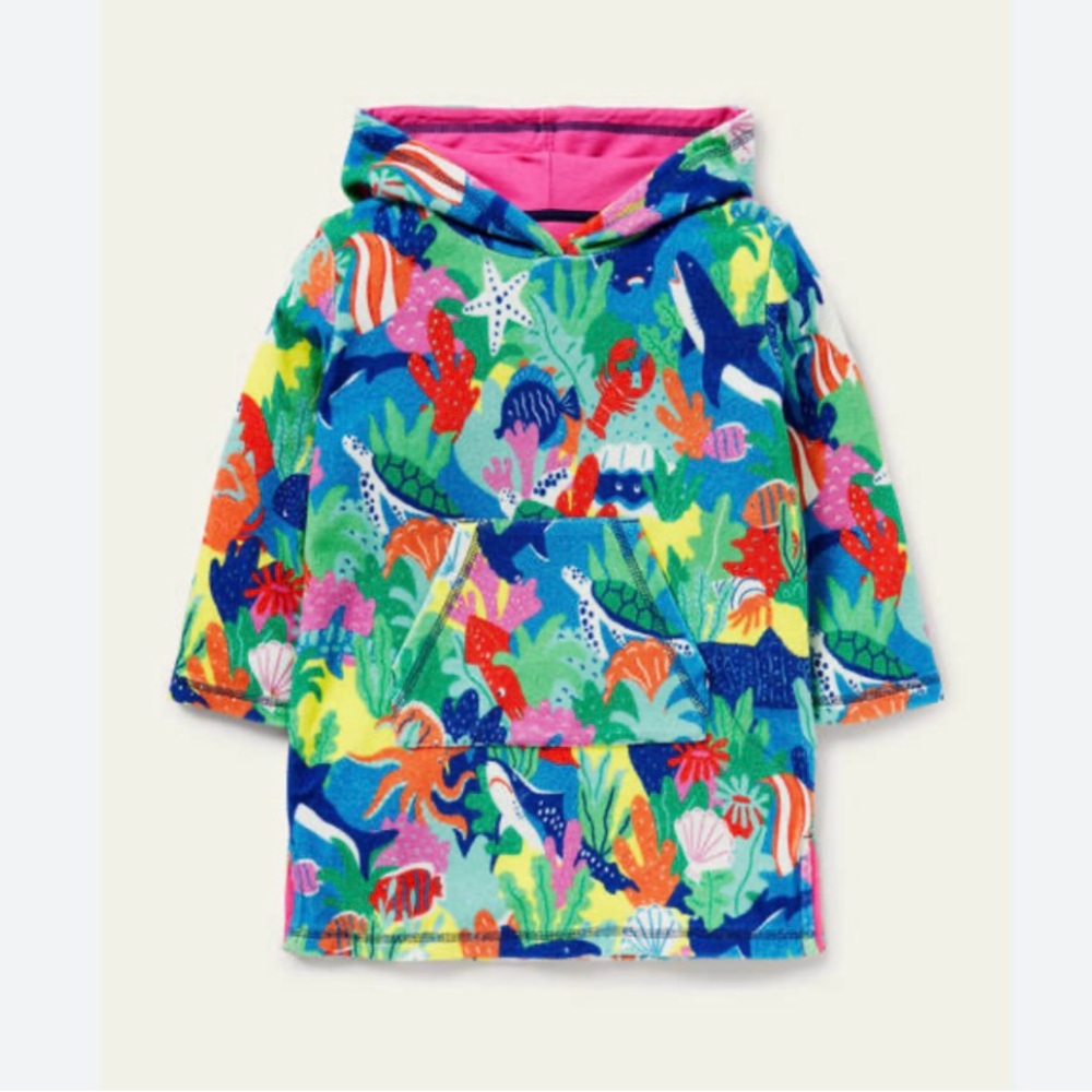MINI BODEN EUC SZ 5-6Y Terry-cloth Kids' Hooded Beach Cover-Up